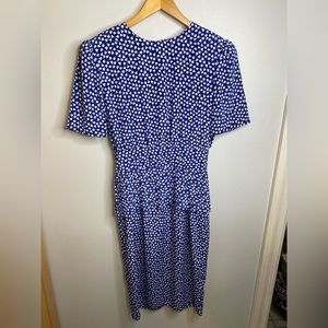 1908’s VINTAGE B.G.B. Blue & White Tulip Print Button up Back Midi Dress Size 10